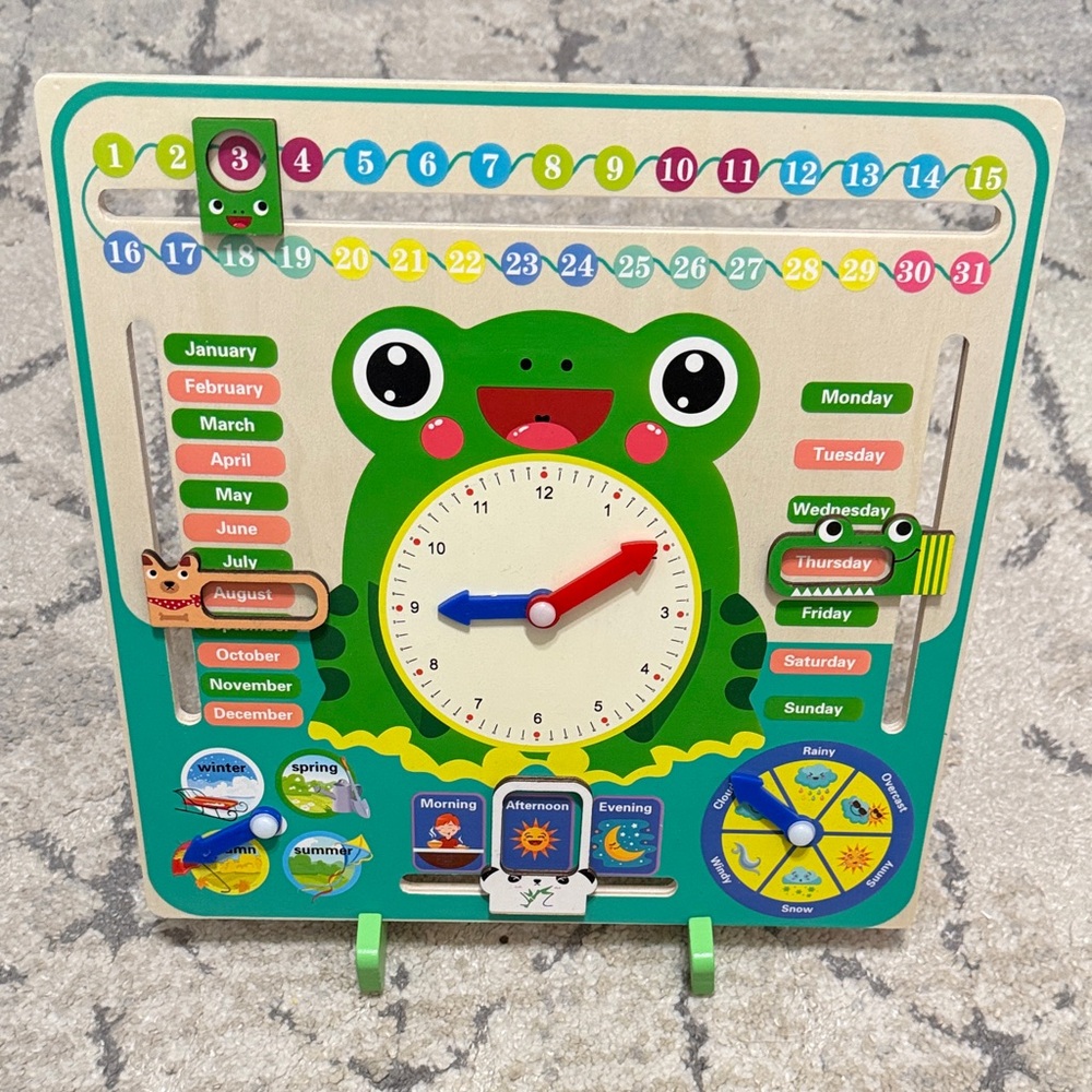 Wooden Frog Learning Board - Green, Blue, Red, Yellow